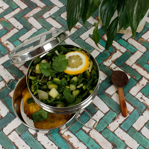A Slice Of Green Stainless Steel Two Tier Round Lunch Box