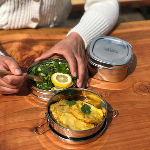 A Slice Of Green Stainless Steel Two Tier Round Lunch Box