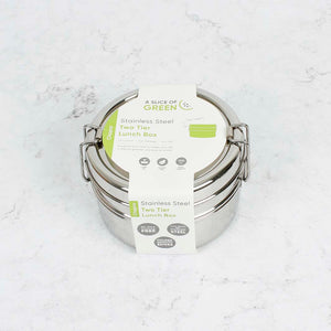 A Slice Of Green Stainless Steel Two Tier Round Lunch Box