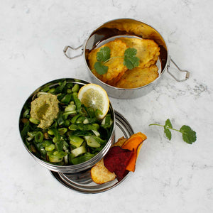 A Slice Of Green Stainless Steel Two Tier Round Lunch Box