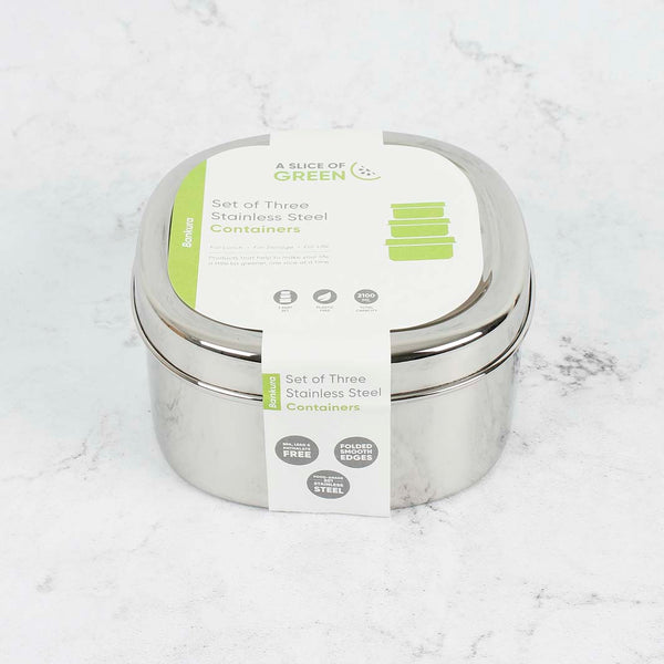 A Slice Of Green Stainless Steel Food Storage - x3 Pack