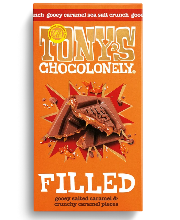 Tony's Chocolonely Filled Milk Chocolate Gooey Caramel Sea Salt Crunch - 180g