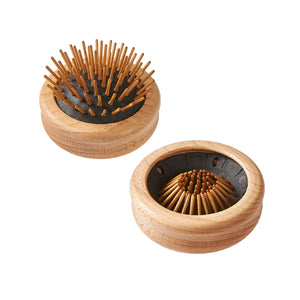 Eco Living Wooden Travel Pop-Up Hairbrush