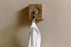 Nkuku Veduru Mango Wood Carved Square Hook - Natural