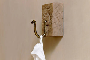 Nkuku Veduru Mango Wood Carved Square Hook - Natural