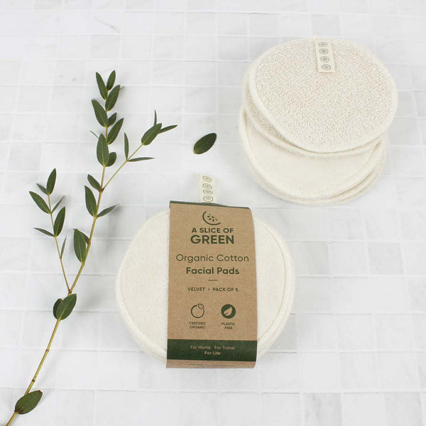 A Slice of Green Organic Cotton Facial Pads - x5 Pack - Plastic Freedom