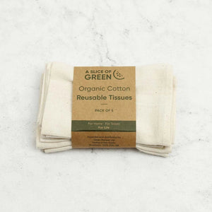 A Slice of Green Organic Cotton Reusable Tissues - x5 Pack - Plastic Freedom