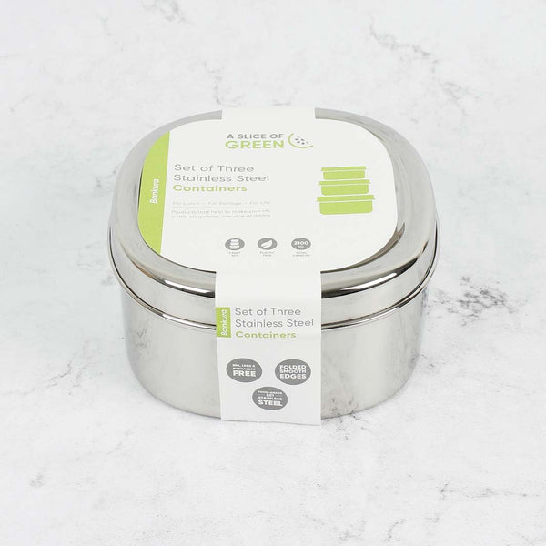 A Slice Of Green Stainless Steel Food Storage - x3 Pack - Plastic Freedom