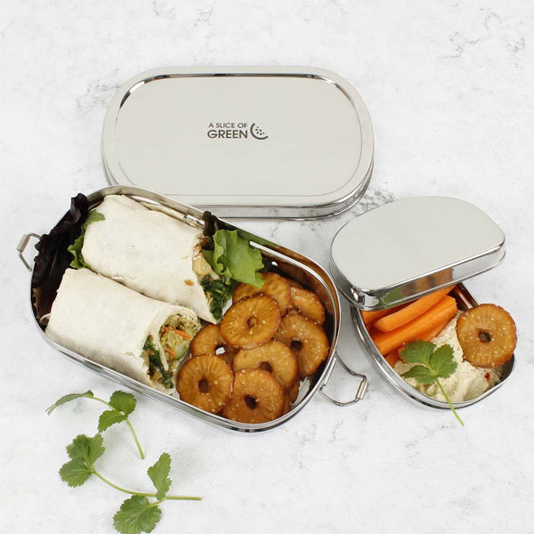 A Slice Of Green Stainless Steel Lunchbox with Mini Container - Kangra - Plastic Freedom