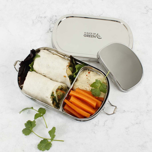 A Slice Of Green Stainless Steel Lunchbox with Mini Container - Kangra - Plastic Freedom