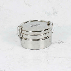 A Slice Of Green Stainless Steel Two Tier Round Lunch Box - Plastic Freedom