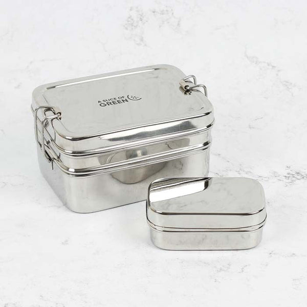 A Slice Of Green Two Tier Lunchbox with Mini Container - Plastic Freedom