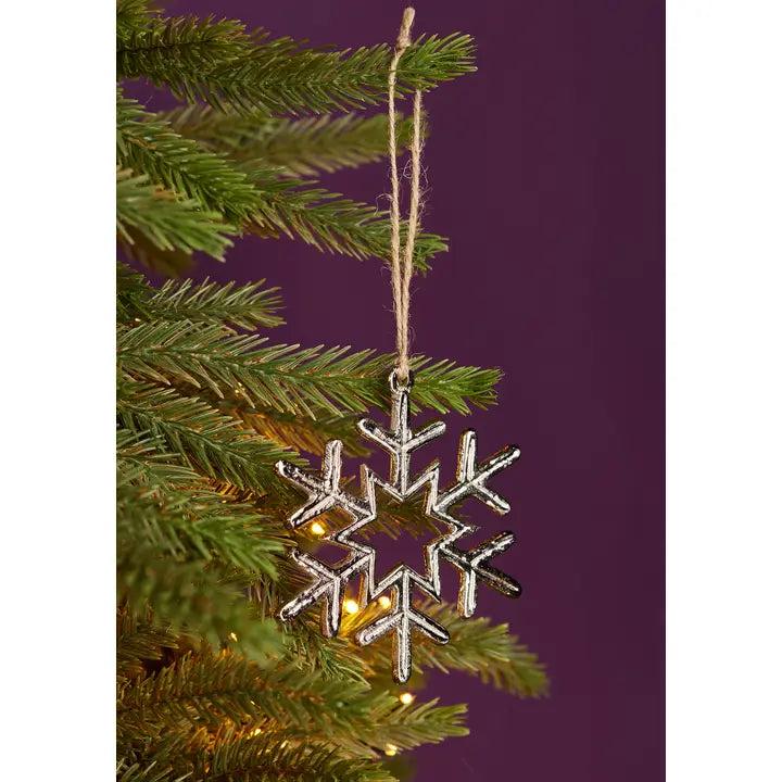 Namaste Recycled Aluminum Christmas Tree Decoration - Silver Snowflake