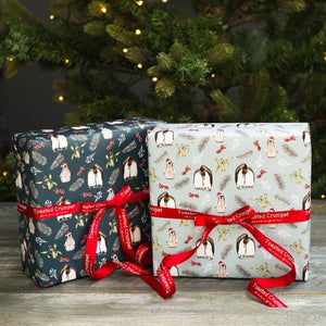 Toasted Crumpet Wrapping Paper Sheet x1 - Dark Blue Christmas Penguins