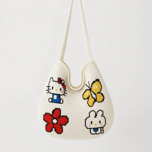 TOKEII Whimsy Friends Knit Tote - Recycled Polyester & Cotton Yarn