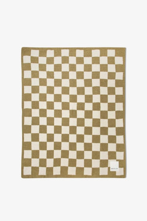 Arctic Fox 100% Recycled Teddy Throw - Khaki Check - Plastic Freedom
