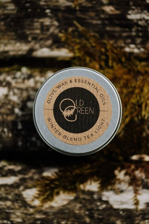 Old Green Olive Wax Tea Light Gift Set