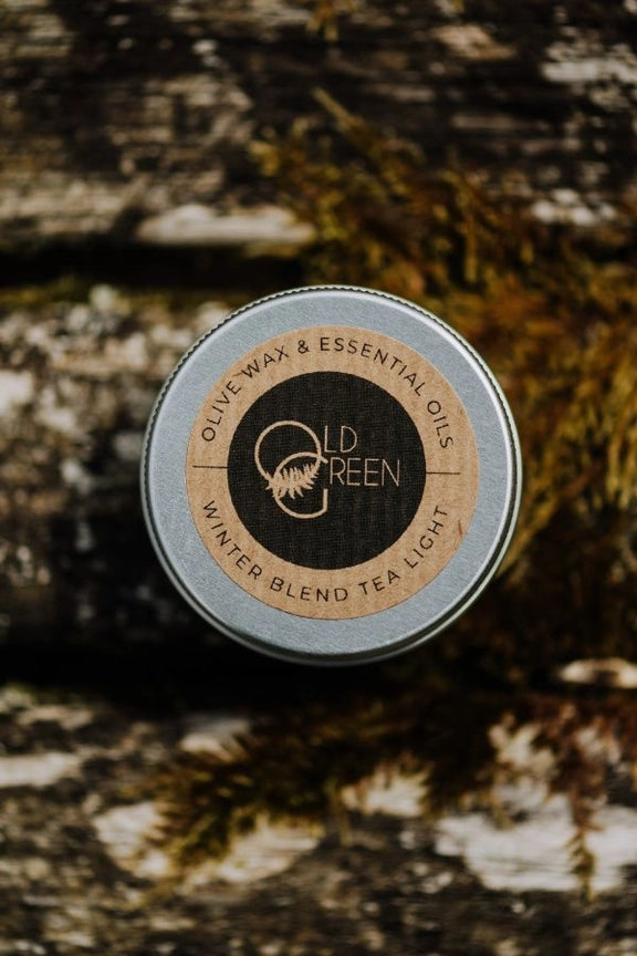 Old Green Olive Wax Tea Light Gift Set