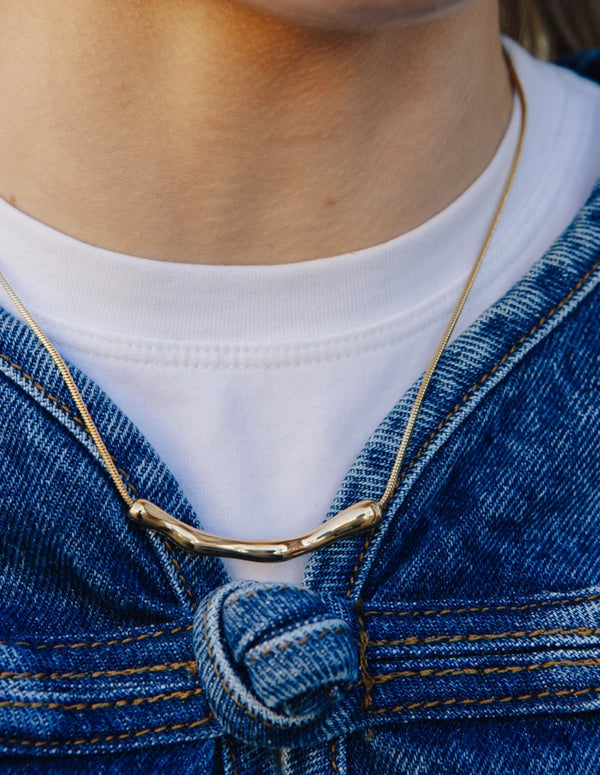 Nordic Muse Gold Organic Bar Waterproof Necklace