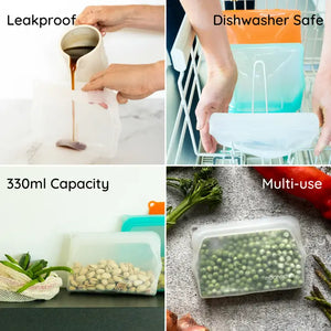 Moonmoon Reusable Silicone Food Storage Bags Small - x2 Pack