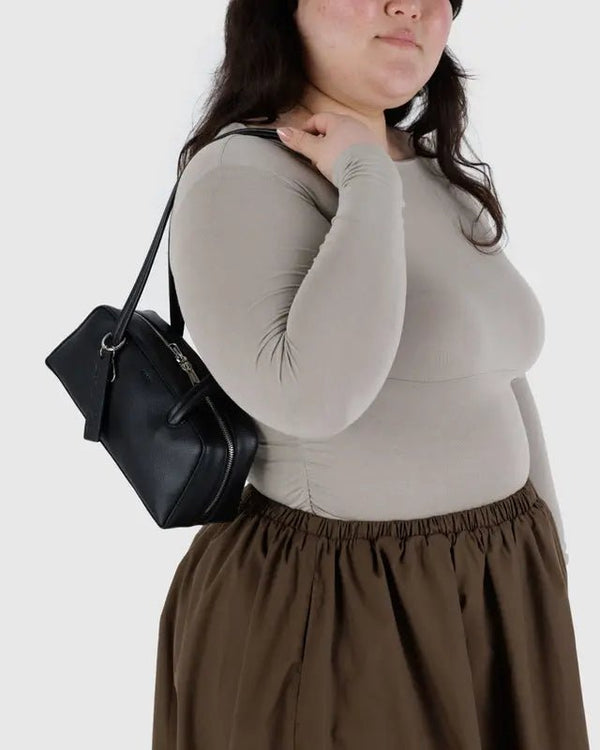 BAGGU Bowler Bag Small - Recycled Leather - Plastic Freedom