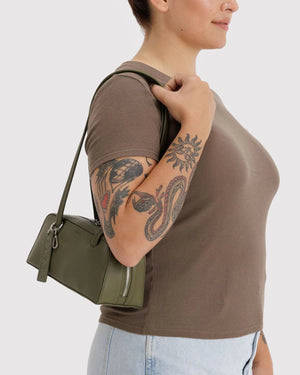 BAGGU Bowler Bag Small - Recycled Leather - Plastic Freedom