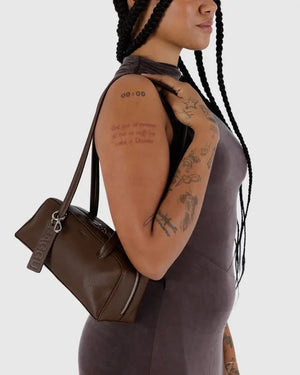 BAGGU Bowler Bag Small - Recycled Leather - Plastic Freedom