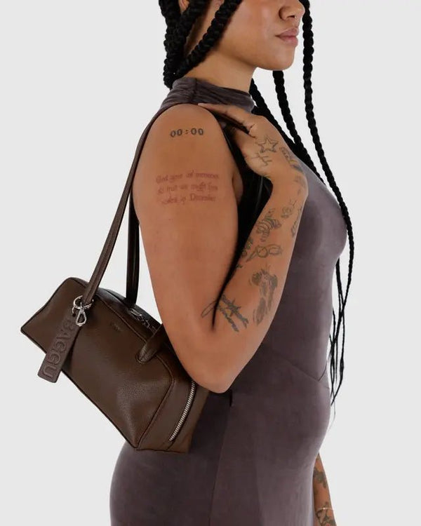 BAGGU Bowler Bag Small - Recycled Leather - Plastic Freedom
