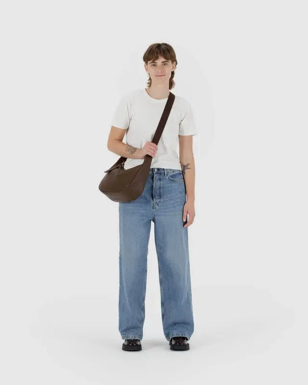 BAGGU Crescent Bag Medium - Recycled Leather - Plastic Freedom