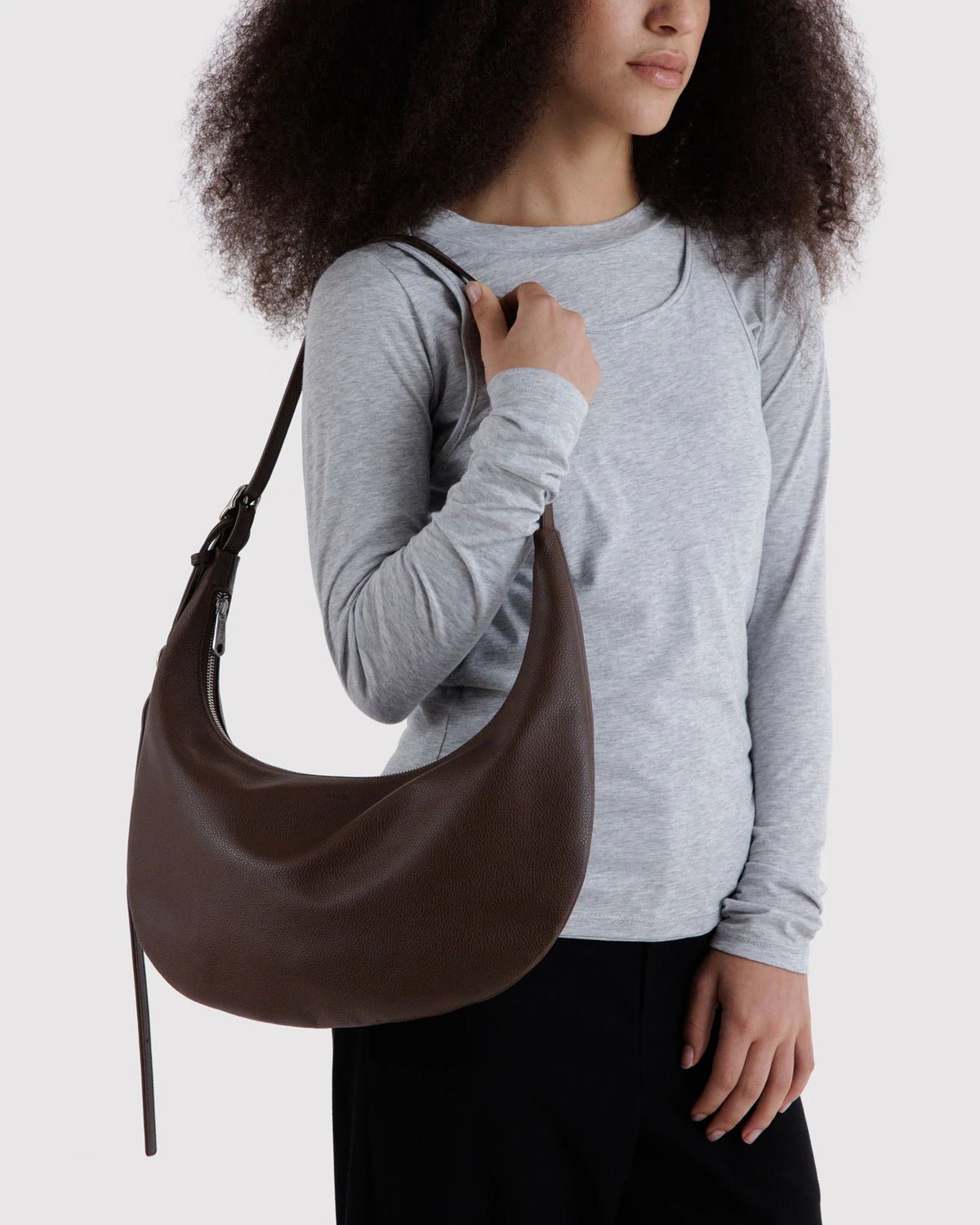 BAGGU Flat Crescent Recycled Leather Bag - Medium - Plastic Freedom