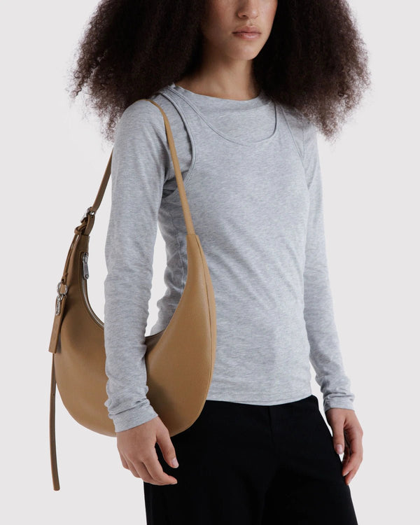 BAGGU Flat Crescent Recycled Leather Bag - Medium - Plastic Freedom