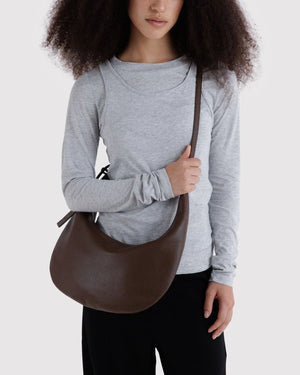 BAGGU Flat Crescent Recycled Leather Bag - Medium - Plastic Freedom