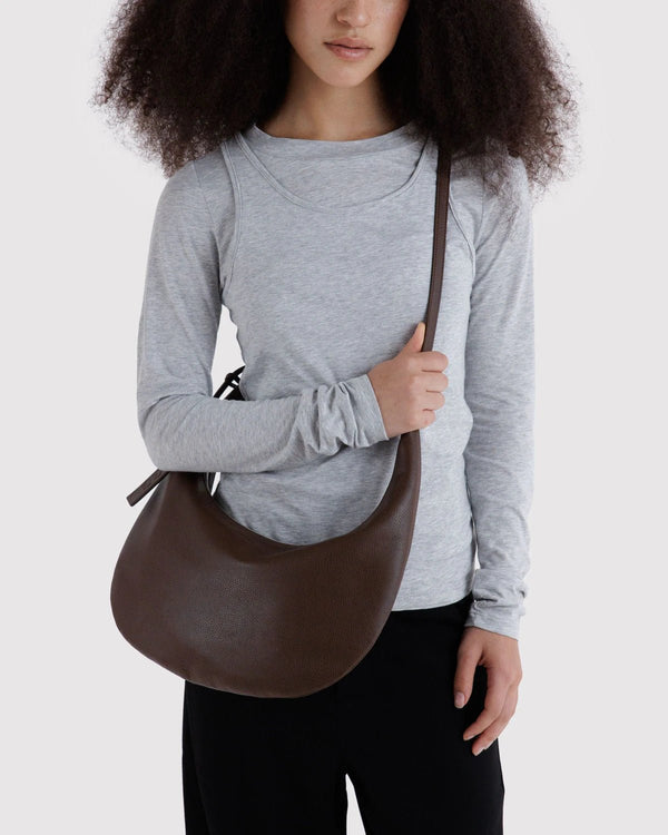 BAGGU Flat Crescent Recycled Leather Bag - Medium - Plastic Freedom