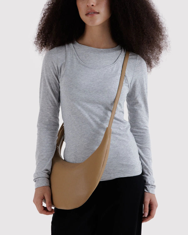 BAGGU Flat Crescent Recycled Leather Bag - Medium - Plastic Freedom