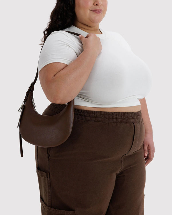 BAGGU Flat Crescent Recycled Leather Bag - Small - Plastic Freedom
