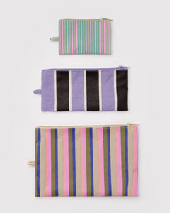 BAGGU Flat Pouch Set - Early Access - Candy Shop Stripes
