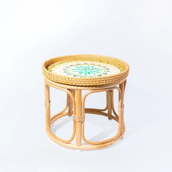 Bam & Bloom Rattan Side Table - Aloe - Plastic Freedom