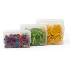 Moonmoon Reusable Silicone Food Storage Bags Clear - x3 Mixed Pack