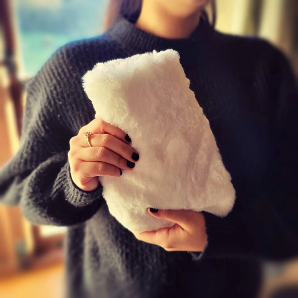 CosyPanda Natural Rubber Hot Water Bottle MINI - Recycled Faux Fur