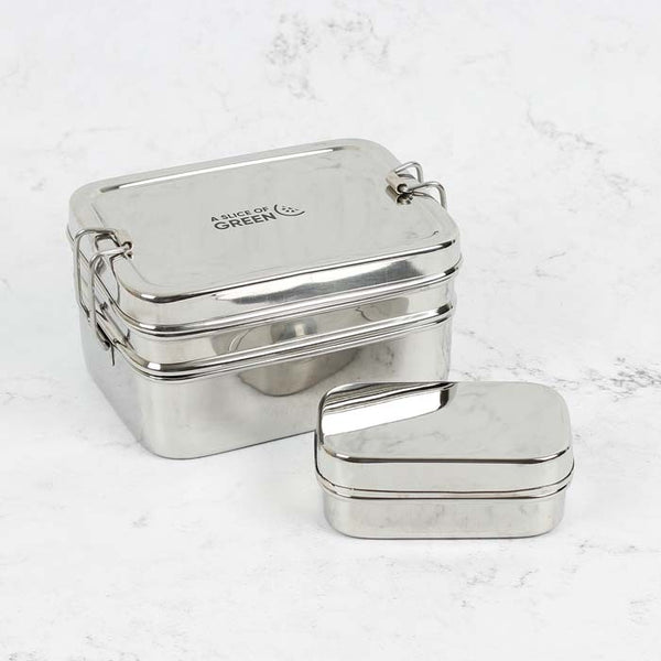 A Slice Of Green Two Tier Lunchbox with Mini Container