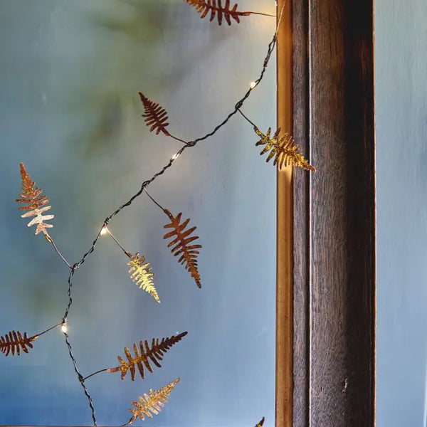Gold Fern Lead Wire Christmas Lights - 1m