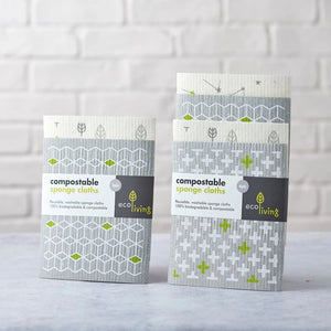 Eco Living Compostable Sponge Cleaning Cloths Printed - x4 Pack