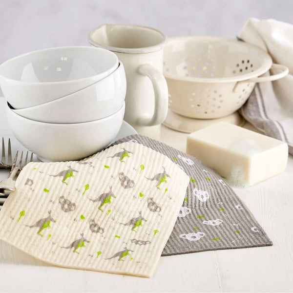 Eco Living Compostable Sponge Cleaning Cloths Printed - x4 Pack
