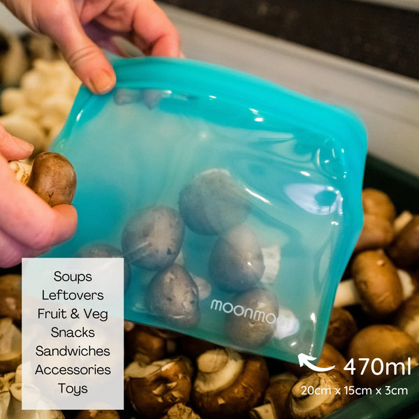 Moonmoon Reusable Silicone Food Bags Medium - x2 Pack