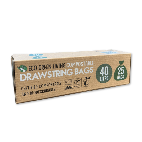 Eco Green Living Compostable Drawstring Bin Bags 40L - x25