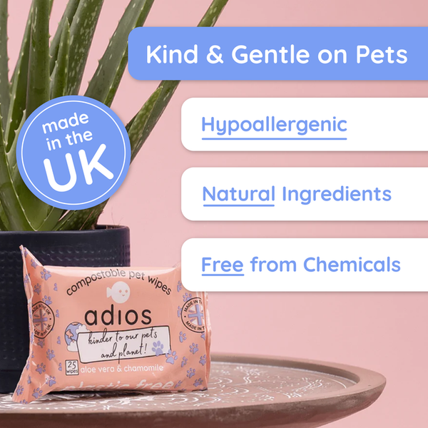 Adios Plastic Compostable 100% Compostable Pet Wet Wipes