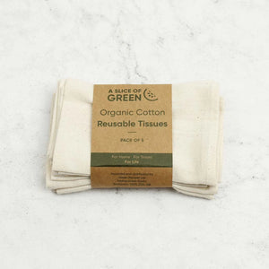 A Slice of Green Organic Cotton Reusable Tissues - x5 Pack