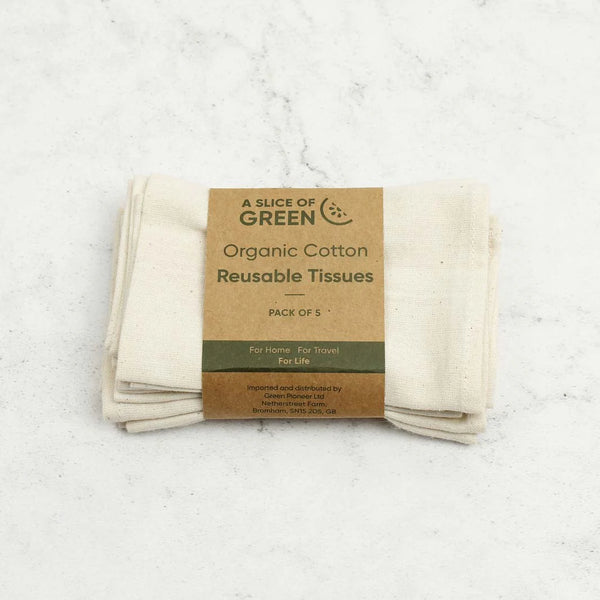A Slice of Green Organic Cotton Reusable Tissues - x5 Pack