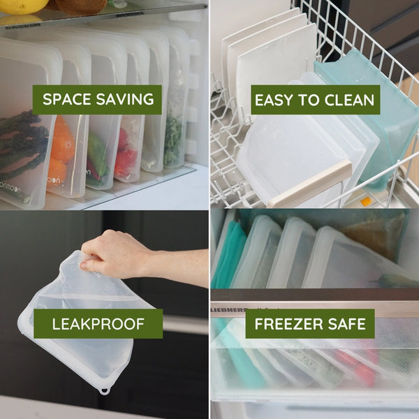 Moonmoon Reusable Silicone Food Bags Large - x2 Pack