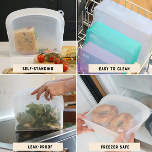 Moonmoon Reusable Silicone Food Storage Bags XL - x2 Curve Pack